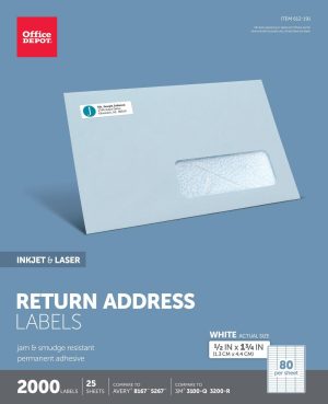 Address Labels | Brand Inkjet/Laser Return Address Labels, Rectangle 1/2″ X 1 3/4″, White, Pack Of 2,000 Address Labels Address Labels