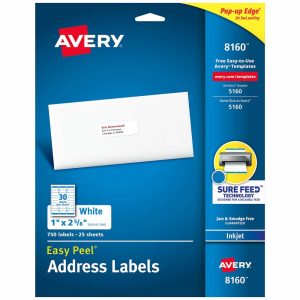 Address Labels | Easy Peel Address Labels With Sure Feed Technology, 8160, 1″ X 2 5/8″, White, Box Of 750 Address Labels Address Labels