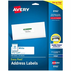 Address Labels | Easy Peel Address Labels With Sure Feed Technology, 8162, Rectangle, 1-1/3″ X 4″, White, Pack Of 350 Address Labels Address Labels