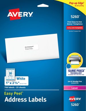 Address Labels | Easy Peel Permanent Laser Address Labels, 1″ X 2 5/8″, Fsc Certified, White, Pack Of 750 Address Labels Address Labels