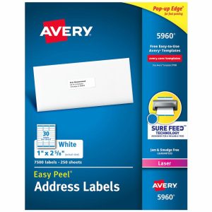 Address Labels | Easy Peel White Laser Address Labels, 5960, 1″ X 2 5/8″, Box Of 7,500 Labels & Label Makers Address Labels