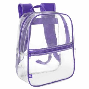 Backpacks | Mini Stadium Approved Backpack, 12”H X 10”W X 4”D, Clear/Purple Backpacks Backpacks