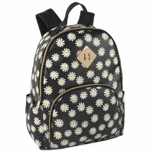 Backpacks | Vegan Leather Backpack, Black Daisy Backpacks Backpacks