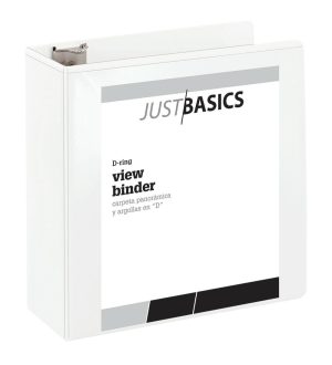 Binders | Basic View 3-Ring Binder, 4″ D-Rings, White Binders Binders