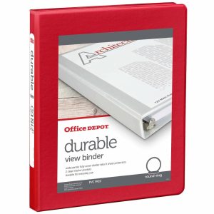 Binders | Brand 3-Ring View Binder, 1/2″ Round Rings, Red Binders Binders