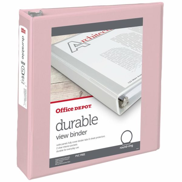 Binders | Brand 3-Ring View Binder, 2″ Round Rings, Blush Binders Binders