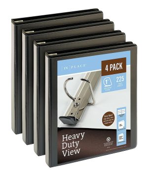 Binders | Brand Heavy-Duty View 3-Ring Binder, 1″ D-Rings, Black, 49% Recycled, Pack Of 4 Binders Binders