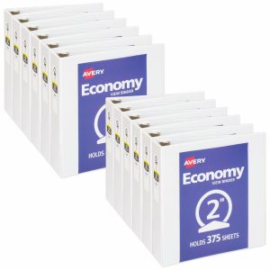 Binders | Economy View 3-Ring Binder, 2″ Round Rings, White, Pack Of 12 Binders Binders