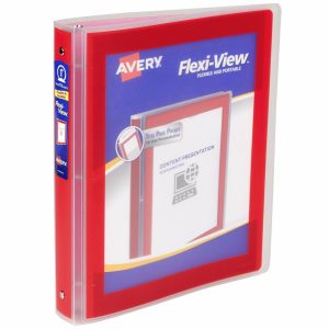 Binders | Flexi-View 3 Ring Binder, 1″ Round Rings, Red, 1 Binder Binders & Accessories Binders