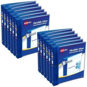 Binders | Flexible View 3 Ring Binder, 1″ Round Rings, Blue, Pack Of 12 Binders Binders Binders