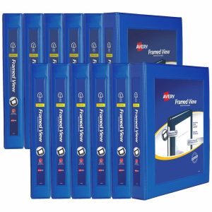 Binders | Heavy-Duty Framed View 3-Ring Binder, 1″ One Touch Ezd Rings, Navy Blue, Case Of 12 Binders Binders