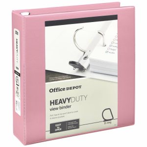 Binders | Heavy-Duty View 3-Ring Binder, 2″ D-Rings, 49% Recycled, Light Pink Binders Binders