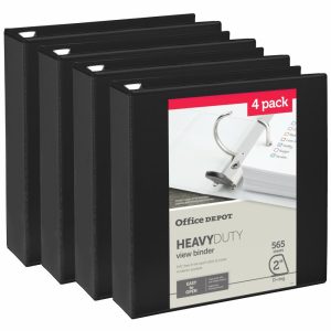 Binders | Heavy-Duty View 3-Ring Binder, 2″ D-Rings, Black, 49% Recycled, Pack Of 4 Binders Binders