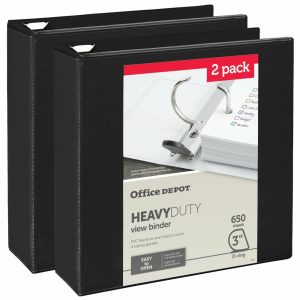 Binders | Heavy-Duty View 3-Ring Binder, 3″ D-Rings, Black, 49% Recycled, Pack Of 2 Binders Binders