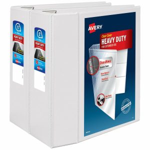 Binders | Heavy-Duty View 3 Ring Binder, 5″ One Touch Ezd Rings, White, Pack Of 2 Binders Binders Binders