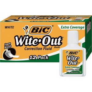 Correction Fluid & Tape | Wite-Out Extra Coverage Correction Fluid, 20 Ml Bottles, White, Pack Of 12 Correction Fluid & Tape Correction Fluid & Tape