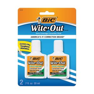 Correction Fluid & Tape | Wite-Out Extra Coverage Correction Fluid, 20 Ml Bottles, White, Pack Of 2 Correction Fluid & Tape Correction Fluid & Tape