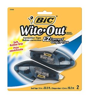 Correction Fluid & Tape | Wite-Out Ez Correct Grip Correction Tape – 33.50 Ft Length – 1 Line(S) – White Tape – Rubber Grip – 2 / Pack – White Correction Fluid & Tape Correction Fluid & Tape