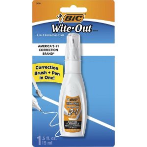 Correction Fluid & Tape | Wite-Out Wite Out 2-In1 Correction Fluid – Tip, Brush Applicator – 0.51 Fl Oz – White – Quick Drying – 1 Each Correction Fluid & Tape Correction Fluid & Tape