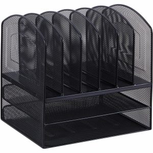 Desk Organizers | Steel Horizontal/Vertical Mesh Desk Organizer, Black Desk Accessories Desk Organizers