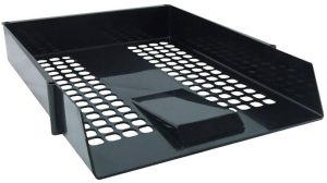 Desk Trays | Anti-Microbial Industrial Front-Load Desk Tray, 2-7/16”H X 10-7/8”W X 13-13/16”D, Black Desk Accessories Desk Trays