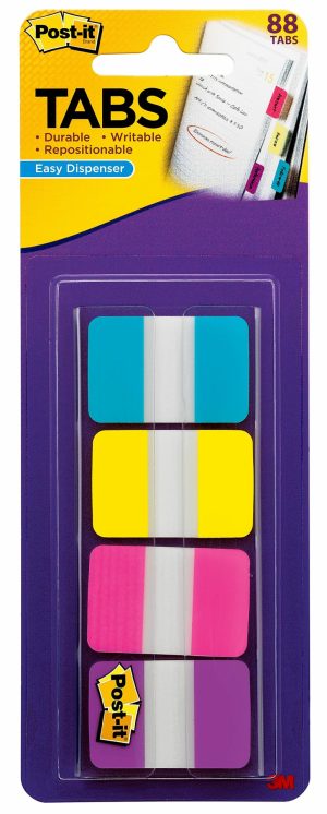 Dividers & Tabs | Tabs With On-The-Go Dispenser, 1″, Assorted Colors (686-Aypv1In), Pack Of 88 Tabs; Aqua, Yellow, Pink, Violet Binders & Accessories Dividers & Tabs