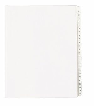 Dividers & Tabs | Allstate-Style Collated Legal Exhibit Dividers, 8 1/2″ X 11″, White Dividers/White Tabs, 1–25, Pack Of 25 Tabs Binders & Accessories Dividers & Tabs