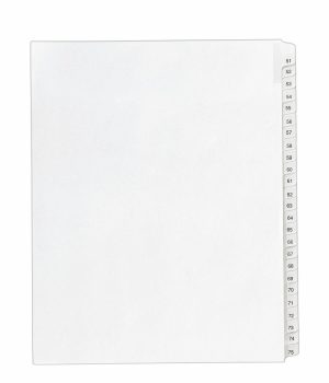 Dividers & Tabs | Allstate-Style Collated Legal Exhibit Dividers, 8 1/2″ X 11″, White Dividers/White Tabs, 51–75, Pack Of 25 Tabs Binders & Accessories Dividers & Tabs