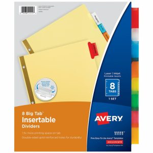 Dividers & Tabs | Big Tab Insertable Dividers, Gold Reinforced, Buff/Multicolor, 8-Tab Binders & Accessories Dividers & Tabs