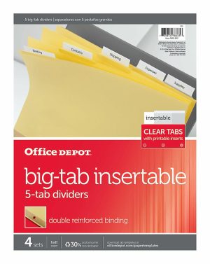 Dividers & Tabs | Brand Insertable Dividers With Big Tabs, Buff, Clear Tabs, 5-Tab, Pack Of 4 Sets Binders & Accessories Dividers & Tabs