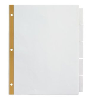 Dividers & Tabs | Brand Insertable Dividers With Big Tabs, White, Clear Tabs, 5-Tab Binders & Accessories Dividers & Tabs