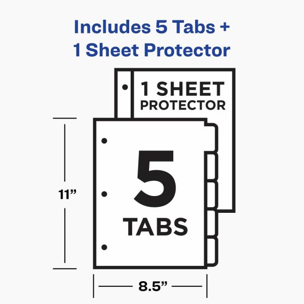 Dividers & Tabs | Clear Easy View Plastic Dividers For 3 Ring Binders, 8-1/2″ X 11″, 5-Tab, Bright Multicolor, 1 Set Binders & Accessories Dividers & Tabs