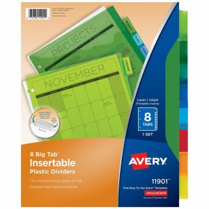 Dividers & Tabs | Dividers For 3 Ring Binders, 8-Tab Binder Dividers, Plastic Binder Dividers, Insertable Big Tab, Multicolor, 1 Set (11901) Binders & Accessories Dividers & Tabs