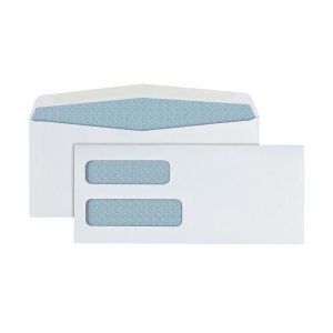 Envelopes | Brand #10 Security Envelopes, Double Window, 4-1/8″ X 9-1/2″, Gummed Seal, White, Box Of 500 Envelopes Envelopes