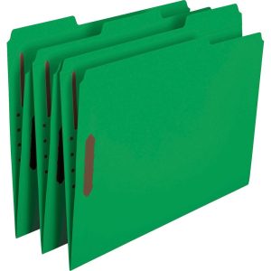 Expanding File Folders | Color Reinforced Tab Fastener Folders, Letter Size, 1/3 Cut, Green, Pack Of 50 Expanding File Folders Expanding File Folders