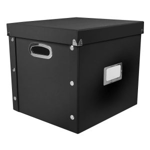 File Boxes | Cardboard Vinyl Record Storage Box, 14″ X 2″ X 15″, Black File Boxes File Boxes