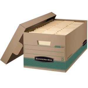 File Boxes | Stor/File Fastfold Standard-Duty Storage Boxes With Lift-Off Lids, Letter Size, 24″ X 12″ X 10″, 94% Recycled, Kraft/Green, Case Of 12 File Boxes File Boxes