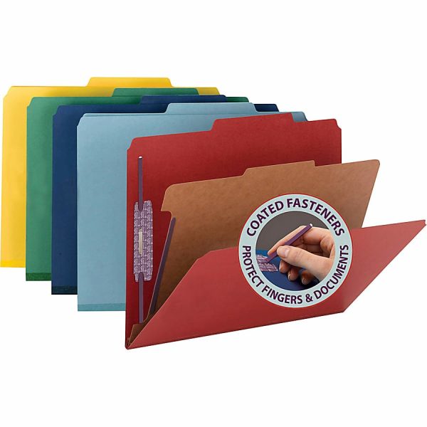 File Folders | Classification Folders, Pressboard With Safeshield Fasteners, 1 Divider, 2″ Expansion, Letter Size, 50% Recycled, Blue, Box Of 10 File Folders File Folders