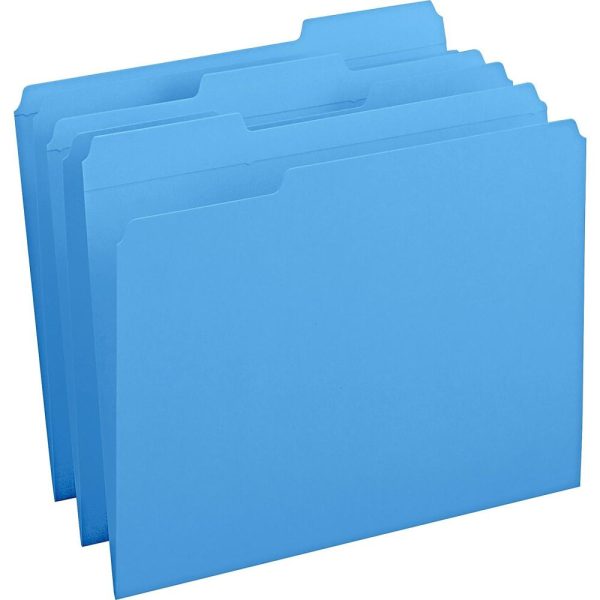 File Folders | Color File Folders, With Reinforced Tabs, Letter Size, 1/3 Cut, Blue, Box Of 100 File Folders File Folders