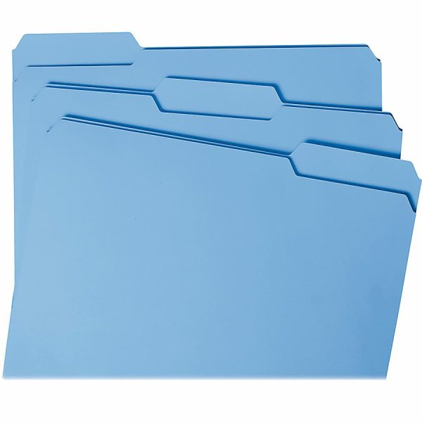 File Folders | Color File Folders, With Reinforced Tabs, Letter Size, 1/3 Cut, Blue, Box Of 100 File Folders File Folders