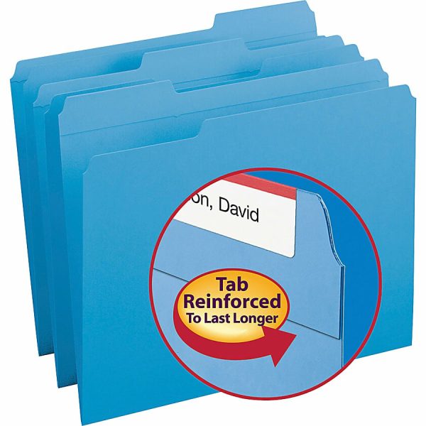 File Folders | Color File Folders, With Reinforced Tabs, Letter Size, 1/3 Cut, Blue, Box Of 100 File Folders File Folders