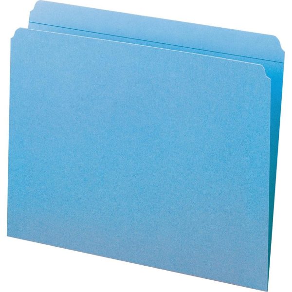 File Folders | Color File Folders, With Reinforced Tabs, Letter Size, Straight Cut, Blue, Box Of 100 File Folders File Folders