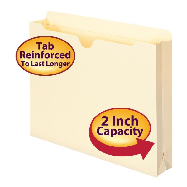 File Folders | Expanding Reinforced Top-Tab File Jackets, 2″ Expansion, Letter Size, Manila, Box Of 50 Expanding File Folders File Folders