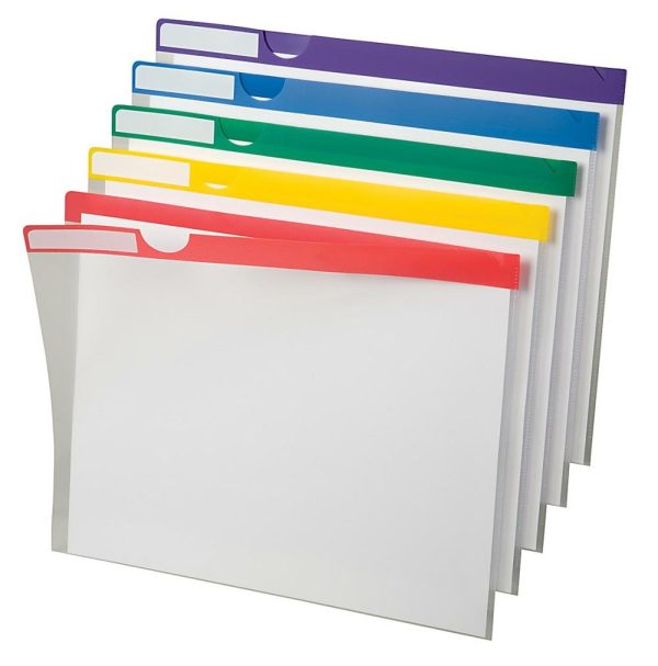 File Folders | Poly Index Folders, Letter Size, Clear With Color Stripes, Pack Of 10 File Folders File Folders