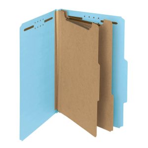 File Folders | Pressboard Classification Folders, 2 Dividers, Legal Size, 100% Recycled, Blue, Box Of 10 File Folders File Folders