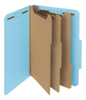 File Folders | Pressboard Classification Folders, 3 Dividers, Legal Size, 100% Recycled, Blue, Box Of 10 File Folders File Folders