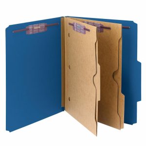 File Folders | Pressboard Classification Folders With Pocket-Style Divider And Safeshield Fastener, Letter Size, 100% Recycled, Dark Blue, Box Of 10 File Folders File Folders