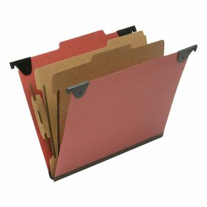 Hanging File Folders | 2/5 Tab Cut Letter  Hanging Folder – 1″ Folder Capacity – 8 1/2″ X 11″ – Top Tab Position – 2 Divider(S) – Pressboard, Kraft, Fiber – Red – 10 / Box – Taa Compliant Filing & Folders Hanging File Folders