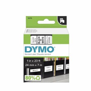 Label Maker Tapes | D1 53713 Black-On-White Tape, 1″ X 23′ Label Maker Tapes Label Maker Tapes