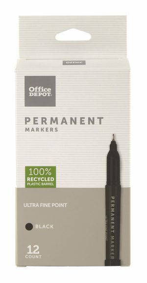 Markers | Brand Permanent Markers, Ultra-Fine Point, 100% Recycled Plastic Barrel, Black, Pack Of 12 Markers Markers